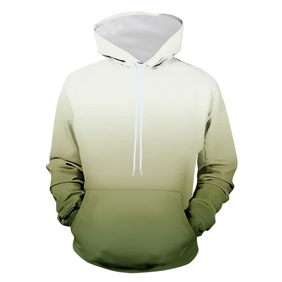 Amtdh Men's Hoodies Gradient Color Lightweight Casual Blouses Mens Breathable Tops Hooded Y2K Funny Cool Sweatshirt with Pocket for Men Green L
