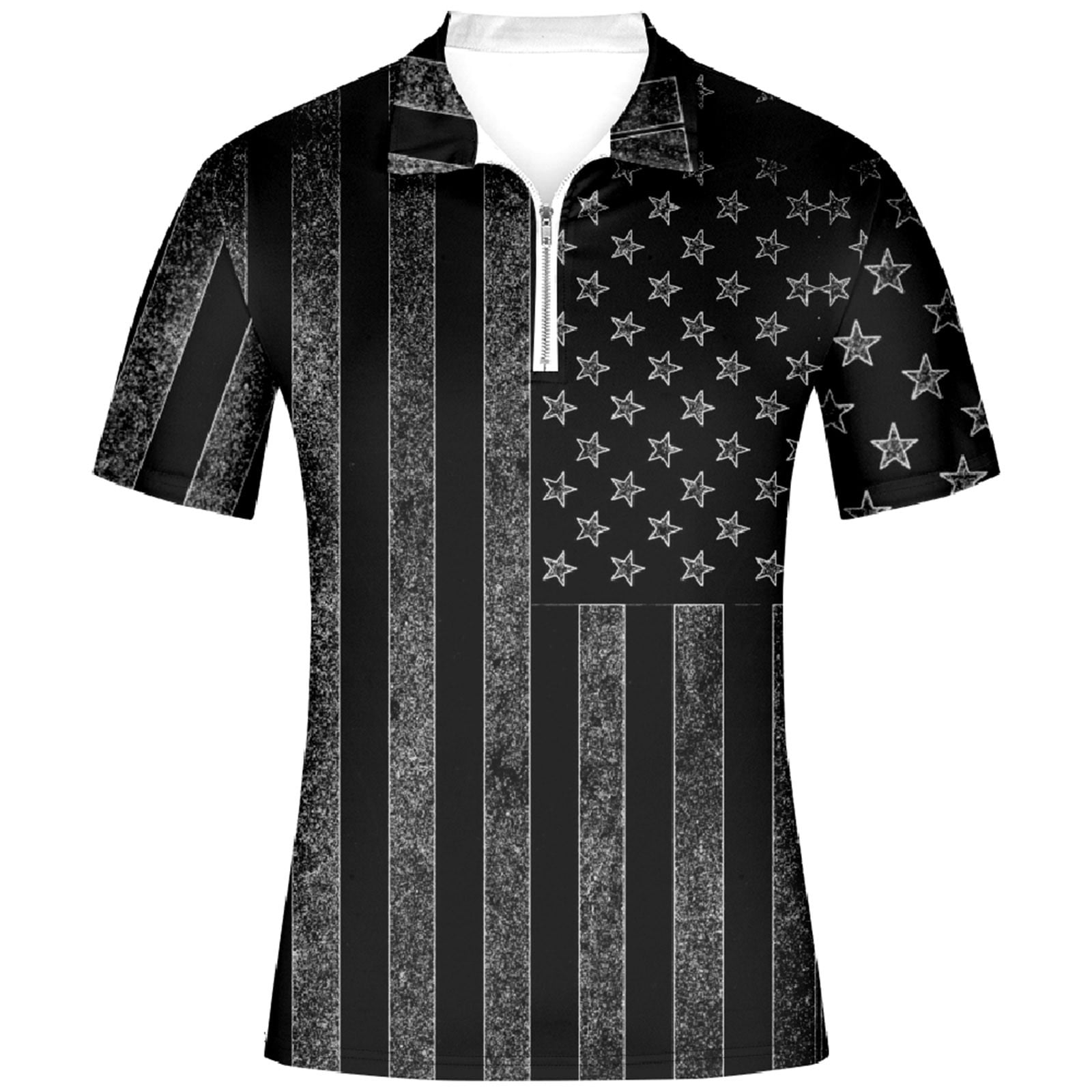 Amtdh Men's Polo Shirts Clearance Independence Day Print Lightweight Casual Blouses Mens