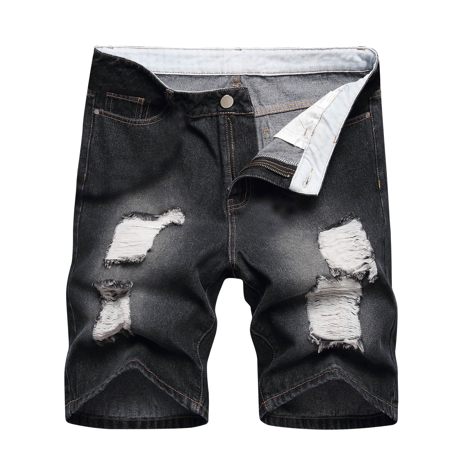 Amtdh Men's Short Jeans Clearance Solid Color Slim Fit Denim Shorts ...