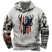 Amtdh Men's Vintage Hoodies Clearance Ethnic Print Lightweight Casual Blouses Mens Breathable Tops Raglan Sleeve Hooded Tactical Pullover Y2k Western Aztec Drawstring Sweatshirts for Men Gray XXXL