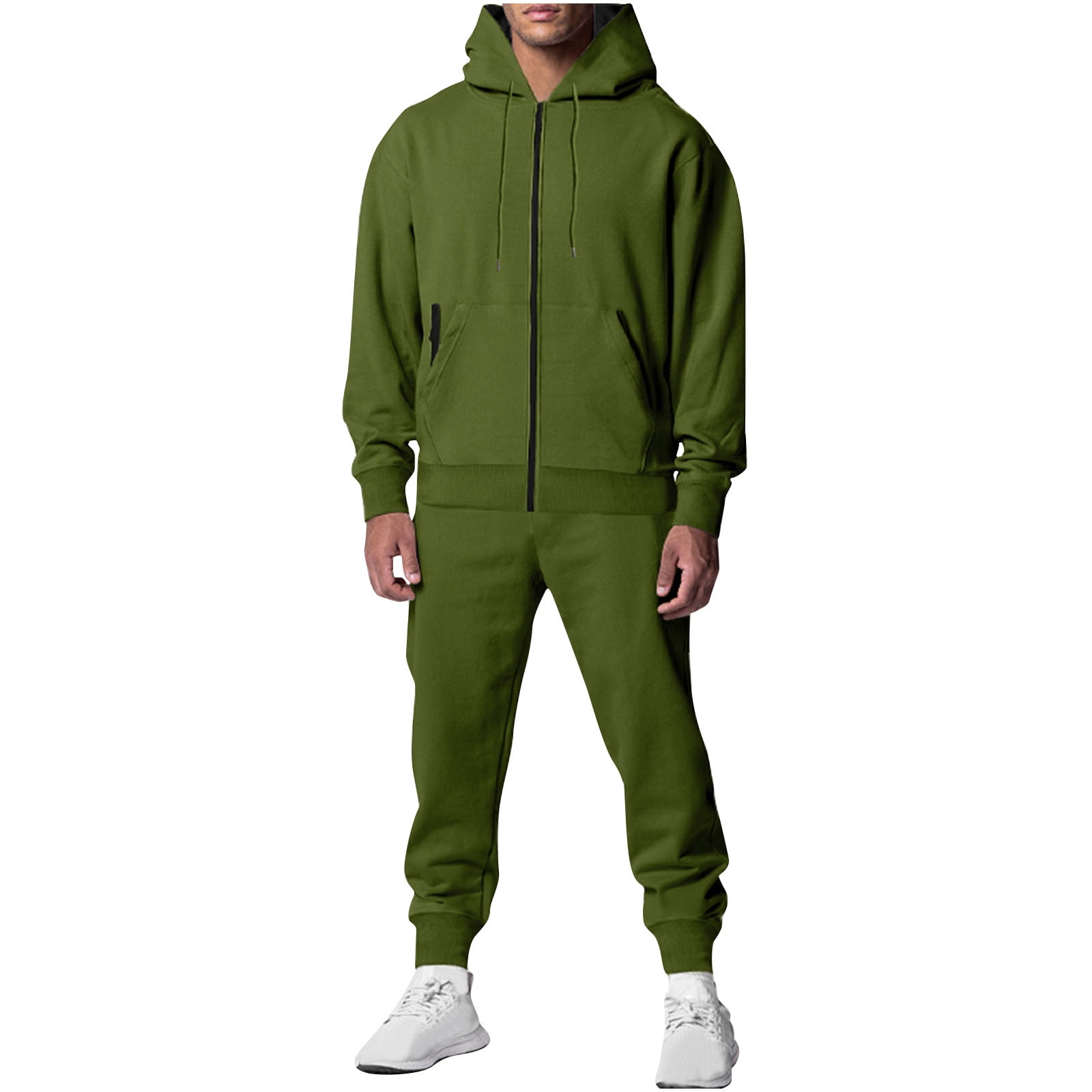 Amtdh Sweatsuits for Men Clearance Solid Color Zip Up Hoodies ...