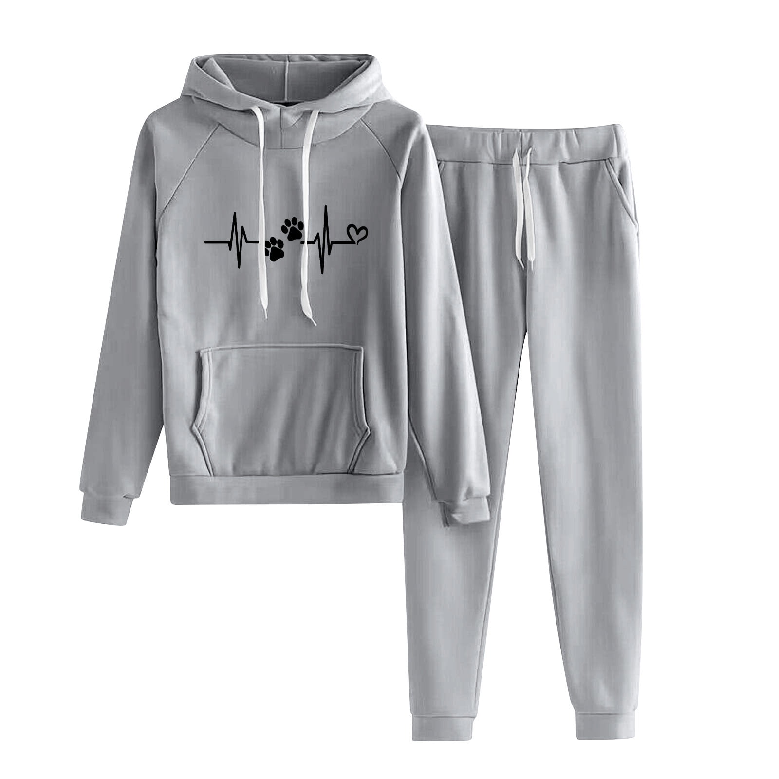 Amtdh Sweatsuits for Womens Clearance Dog Paw Graphic Long Sleeve Y2k