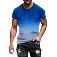 thumbnail image 1 of Amtdh T Shirt for Men Gradient Color Casual Summer Blouses Mens Breathable Tops Short Sleeve Crewneck Lightweight Men's All-Match Comfy New Tops Blue L, 1 of 5