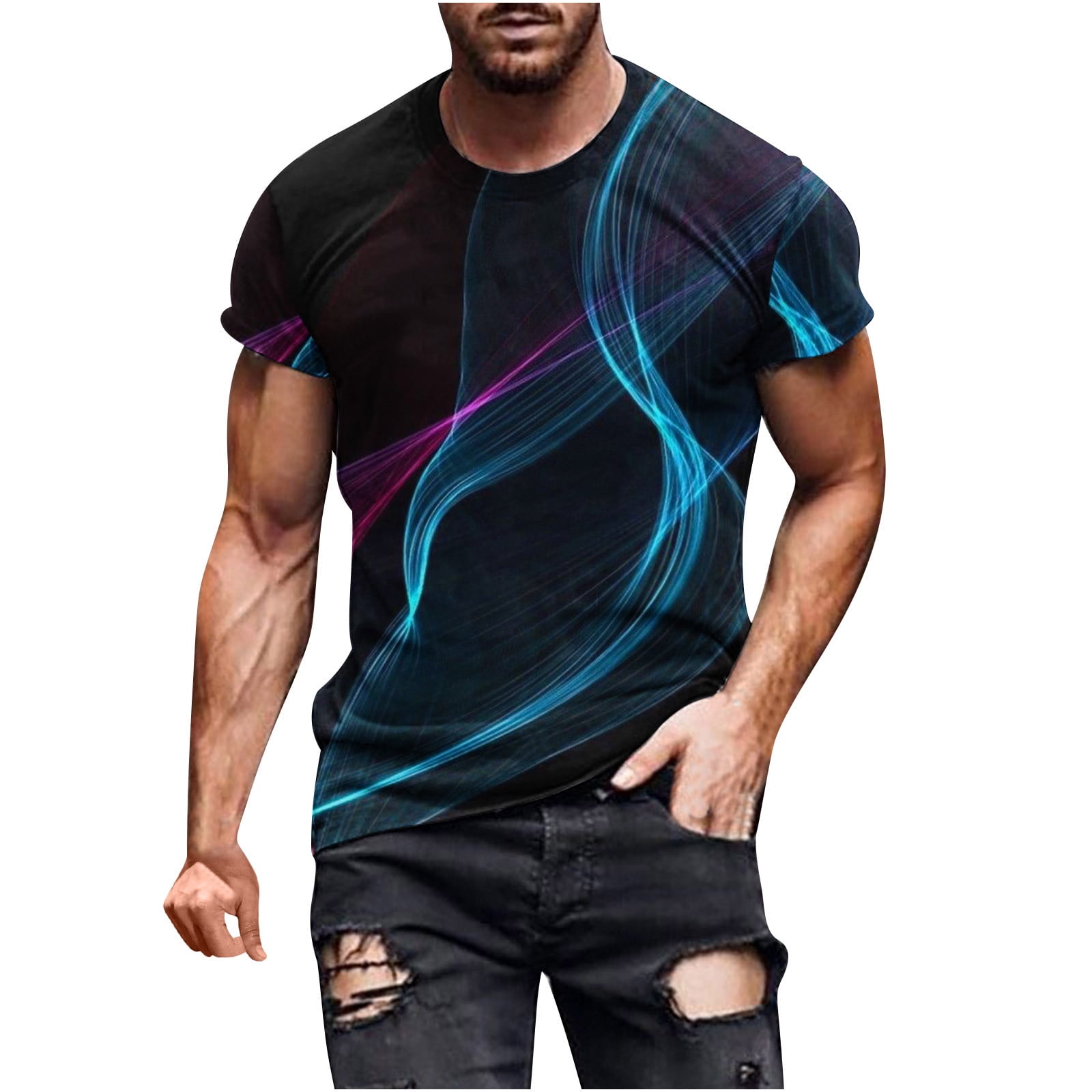 Amtdh T Shirts For Men Clearance Marble Print Lightweight Casual