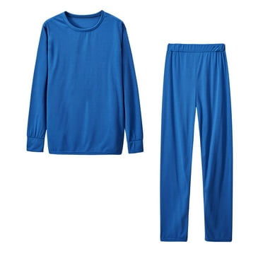 Amtdh Women's 2 Piece Sweatsuits Clearance Solid Color Casual Ladies Trendy Outfits Long Sleeve Pullover Sweatshirt and Elastic Waist Sweatpants Sets Plus Size Sport Tracksuits for Woman Blue XXL
