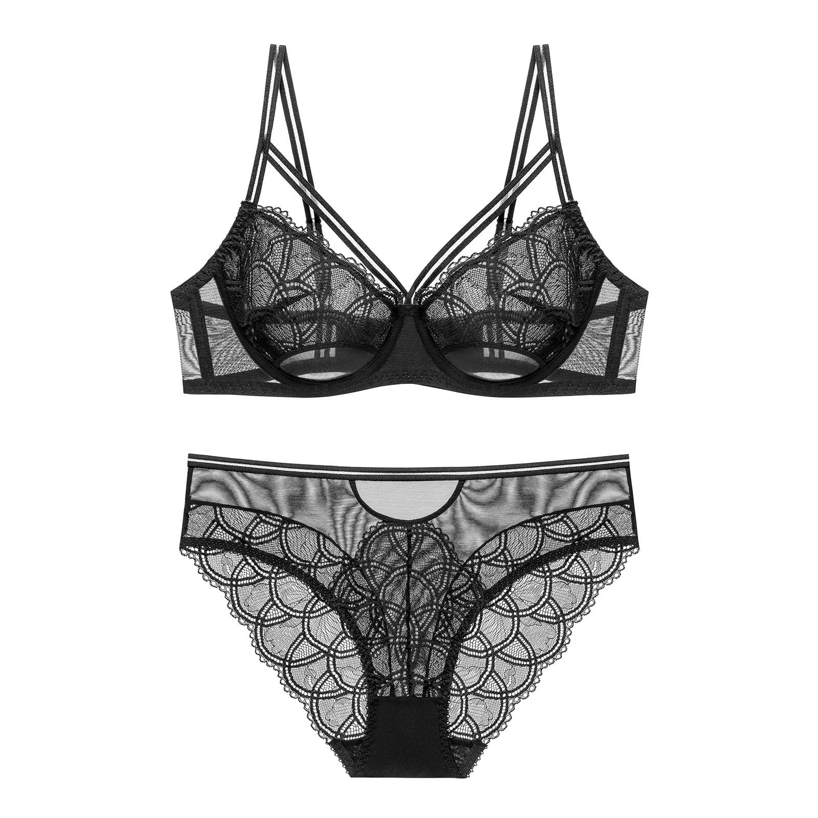 Amtdh Women's Bras Clearance Charming Sexy Ultra-thin High Beauty Lace  Lingerie Two-piece Set for Women Soft Ladies Underwear New Season 2024  Black S 