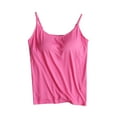 thumbnail image 1 of Amtdh Women's Shirts With Chest Pad No Steel Rings Cup One Body Bottom Underwear Yoga Sports Blouse Camisole Shirts Plus Size Sleeveless Summer Vest Crop Tank Tops for Women Solid Tee Pink XL, 1 of 6