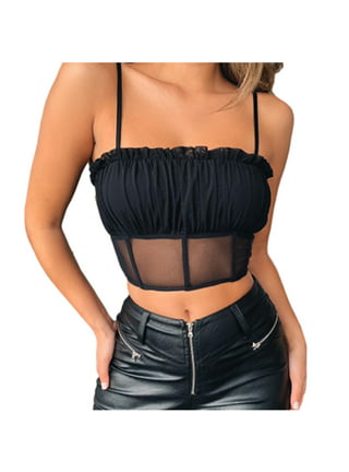 Halter Crop Top for Women Built in Bra, Adults Sexy Sleeveless Backless Tie  Up Striped V-Neck Tops 