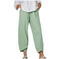 thumbnail image 1 of Amtdh Women's Solid Color Cotton Linen Pants Lounge Trousers Lightweight Pants Lady Beach Work Casual Going out Pants Comfy Jogging Flowy Long Palazzo Pants Mint Green XL, 1 of 7