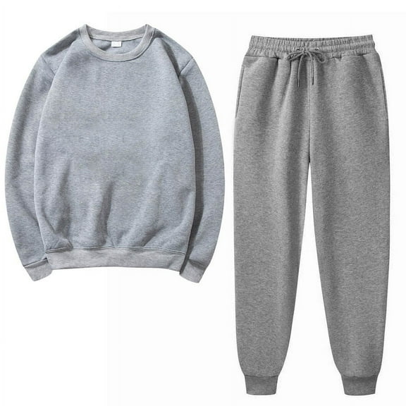 Amtdh Women's Sweatsuits Set Solid Color Long Sleeve Pullover Sweatshirt and Jogger Pants Set Two-piece Sports Suits for Women Casual Plus Size Ladies Trendy Outfits New Fashion Gray XL