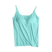 Amtdh Women's Tops With Chest Pad No Steel Rings Cup One Body Bottom Underwear Yoga Sports Blouse Camisole Shirts Plus Size Sleeveless Summer Vest Crop Tank Tops for Women Solid Tee Green L