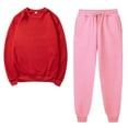 thumbnail image 1 of Amtdh Women's Trendy 2 Piece Sweatsuits Solid Color Pullover Sweatshirt Jogger Sweatpant Set Lounge Tracksuit Casual Plus Size Lightweight Loose Ladies Outfits Fall Winter Red_a M, 1 of 5