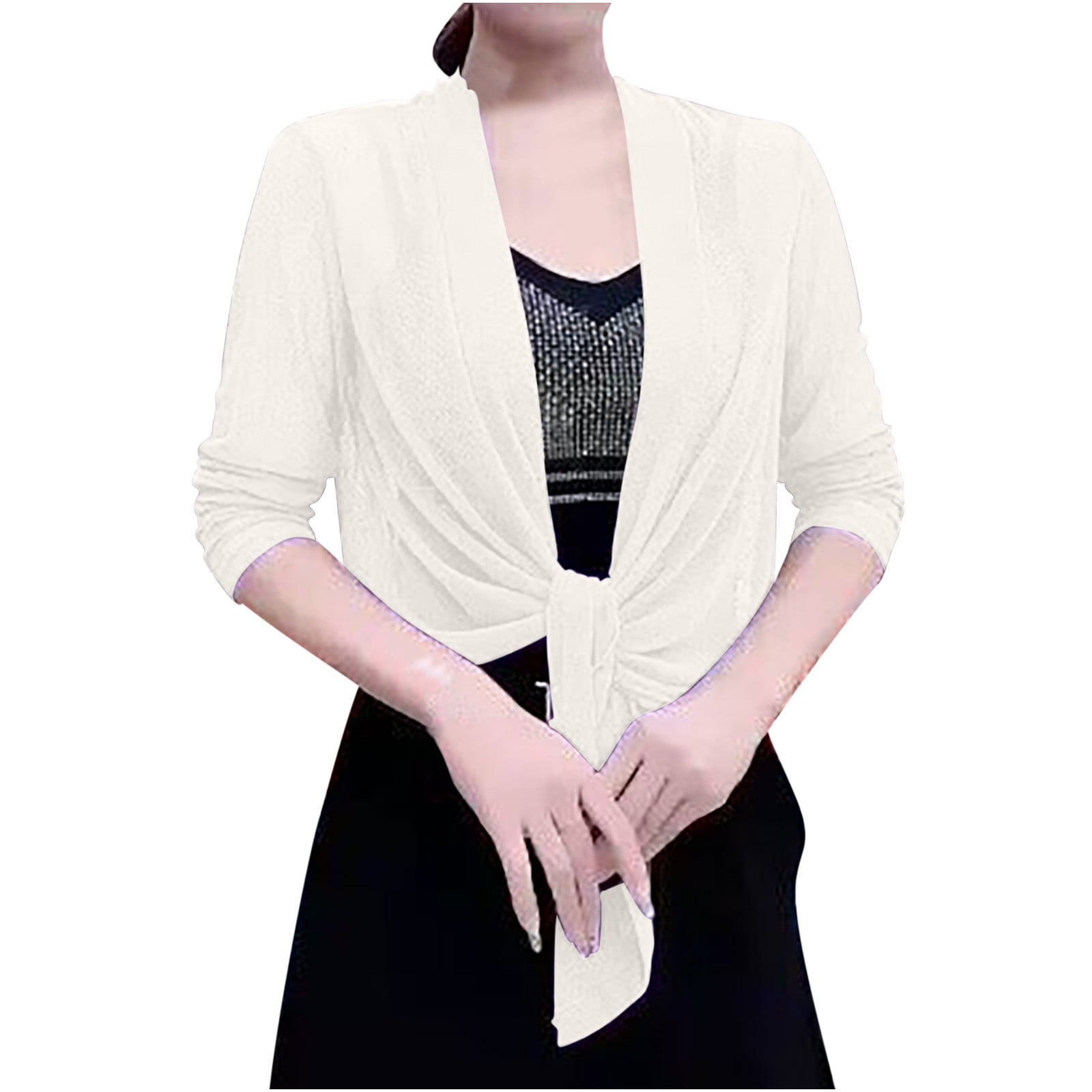 Amtdh Women's Trendy Cardigan Clearance Soft Chiffon Long Sleeve V Neck