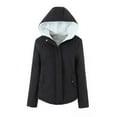 thumbnail image 1 of Amtdh Women's Trendy Jackets Solid Color Long Sleeve Hooded Neck Thickened Fleece Lined Button Cotton Coat Casual Plus Size Loose Outerwear Teen Girls Cute Clothes Fall Winter Black M, 1 of 3