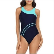 Amtdh Women's Trendy One Piece Bodysuit Clearance Colorblock Bathing Suits Strappy Crop Swimwear Summer Fashion Clothing for Teen Girls Diving Surfing Swimsuits for Women Green S