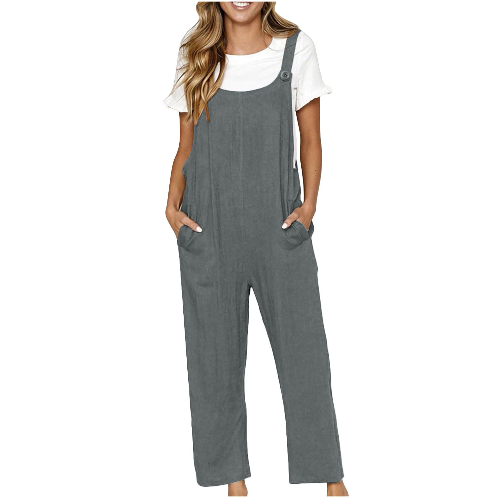 Women's casual texture loose pleated overalls