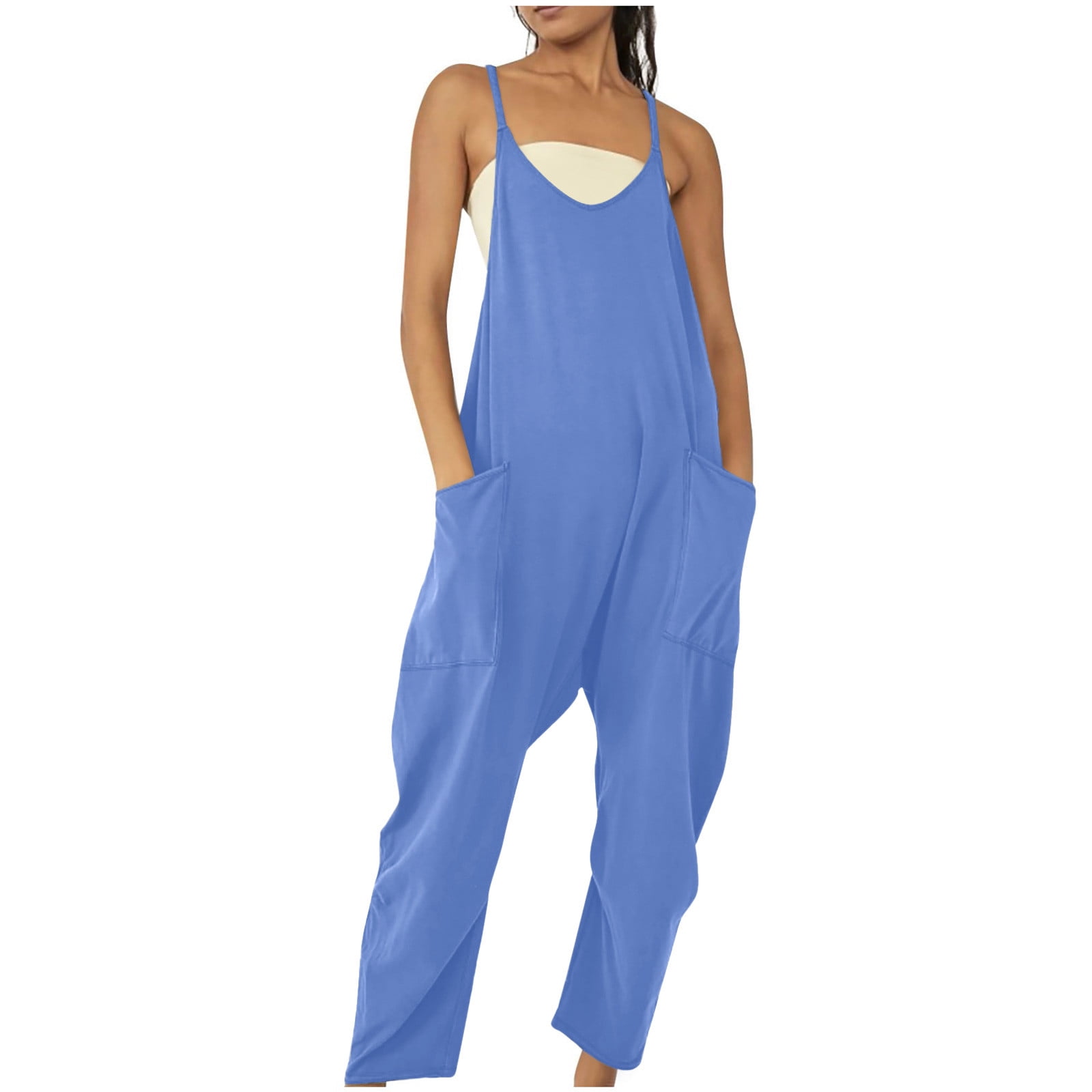 Amtdh Women's Trendy Overalls Clearance Solid Color Lightweight