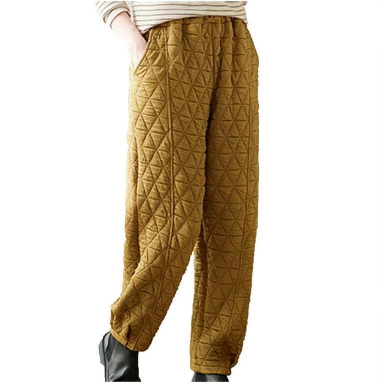 Amtdh Women s Winter Pants Flash Deals Solid Color Casual Loose Comfy Trousers for Ladies Keep Warm Pants High Waist Plus Size Cotton Thickened