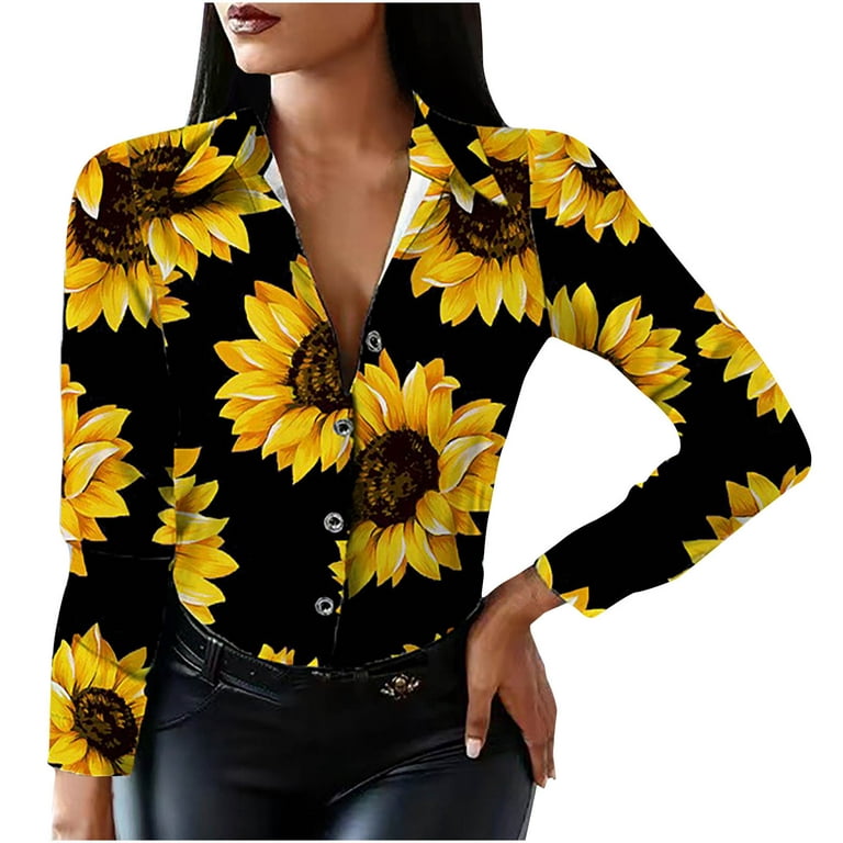 Amtdh Womens Shirts Sunflower Graphic Sweatshirts Long Sleeve