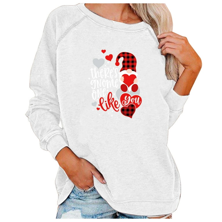 Amtdh Womens Shirts Y2K Clothes Raglan Valentine's Day Print Tee Shirts  Gifts for Girlfriends Crewneck Long Sleeve Shirts for Women Casual  Sweatshirts Oversized Tops for Girls White S 