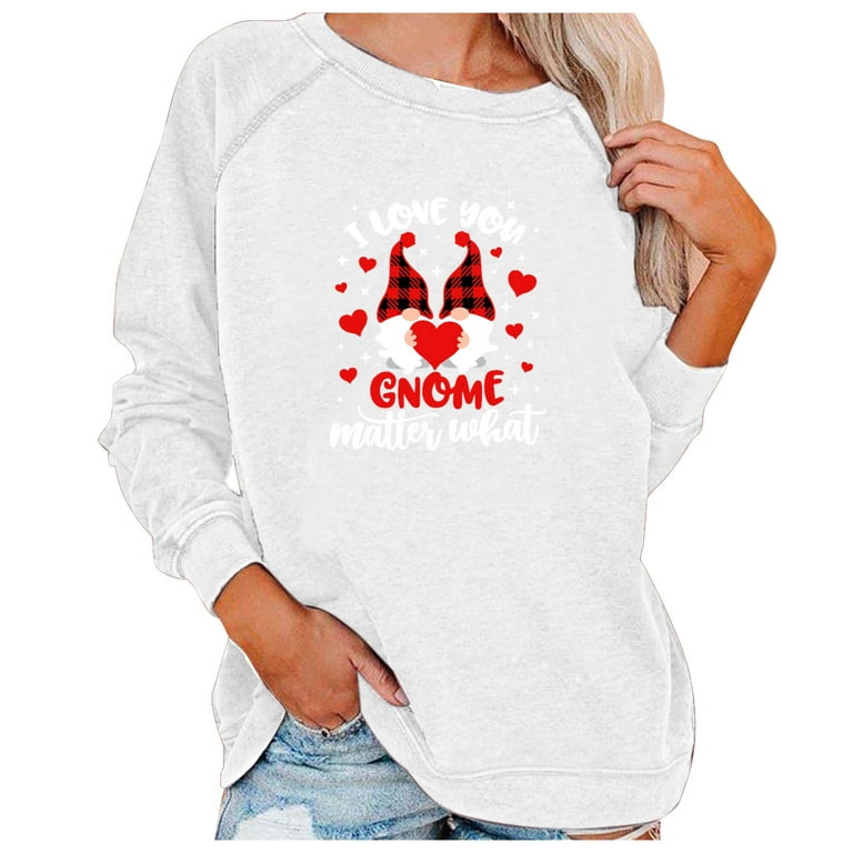 Amtdh Womens Shirts Y2K Clothes Raglan Valentine's Day Print Tee Shirts  Gifts for Girlfriends Crewneck Long Sleeve Shirts for Women Oversized Tops  for Girls Casual Sweatshirts White XL 