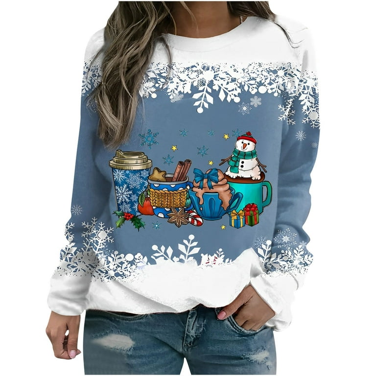 Amtdh Womens Tops Crewneck Oversized Tops for Women Christmas