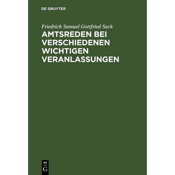 Amtsreden bei verschiedenen wichtigen Veranlassungen, (Hardcover)