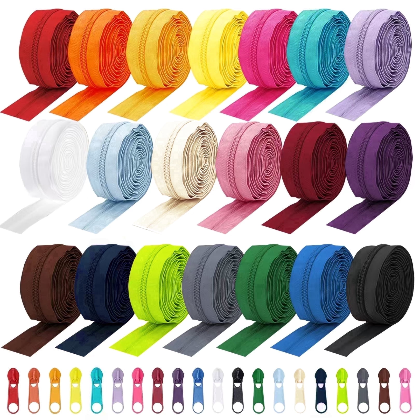 Amtvuzy 80 Yards 20 Colors Zipper,#3 Nylon Coil Zippers Bulk for Sewing,DIY Crafts and Tailoring with 200 Zipper Sliders,Zippers by The Yard for Bags and Purse Making Supplies,etc.