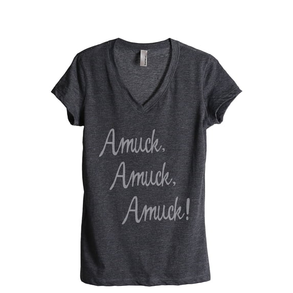 Amuck Amuck Women's Fashion Relaxed V-Neck T-Shirt Tee Charcoal Grey X-Large