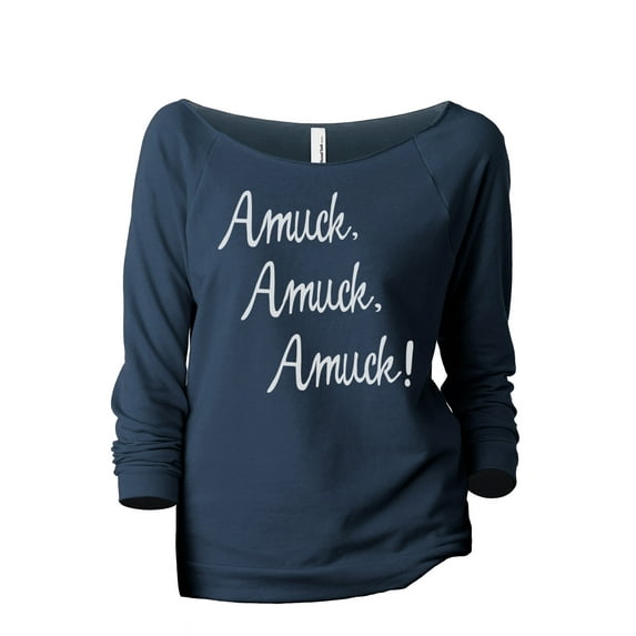 Amuck Amuck Women's Fashion Slouchy 3/4 Sleeves Raglan Lightweight Sweatshirt Navy X-Large