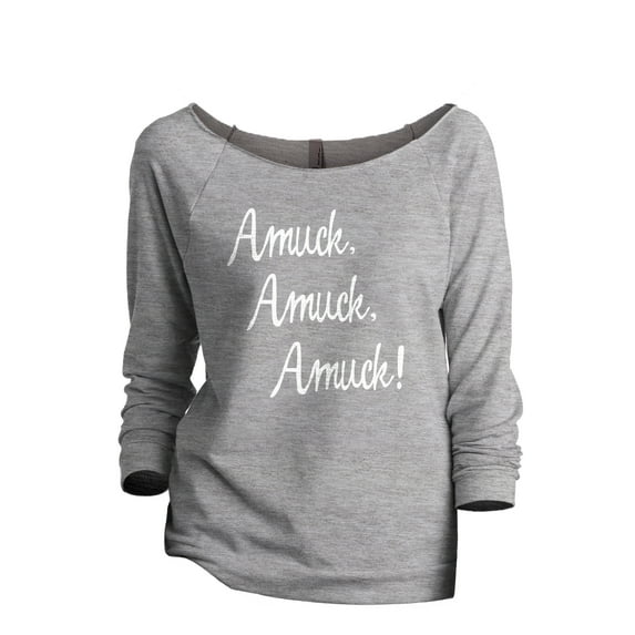 Amuck Amuck Women's Fashion Slouchy 3/4 Sleeves Raglan Lightweight Sweatshirt Sport Grey Large