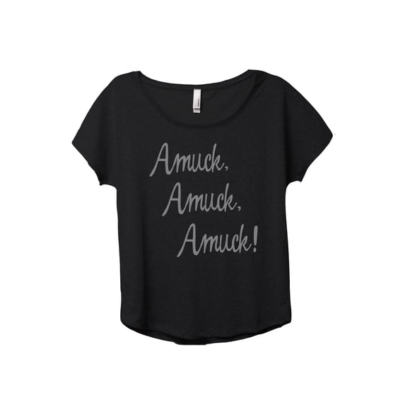 Amuck Amuck Women's Fashion Slouchy Dolman T-Shirt Tee Heather Black X-Large