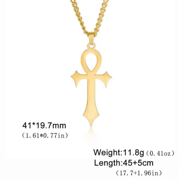 Amulet Egypt Ankh Cross Necklace Stainless Steel Crucifix Egyptian Jewelry