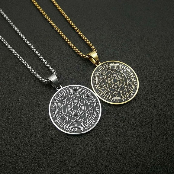 Amulet Seal Solomon Six Pointed Star 12 Constellation Pendant 14K Yellow Gold Necklace Men Women Fashion Jewelry Gifts