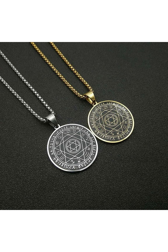 Amulet Seal Solomon Six Pointed Star 12 Constellation Pendant 14K Yellow Gold Necklace Men Women Fashion Jewelry Gifts