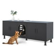 thumbnail image 1 of Amunrbrek Double Cat Litter Box Enclosure for 2 Cats with Scratcher Mat & Motion-Activated Light, Black, 1 of 11