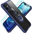 thumbnail image 1 of Amuoc Compatible with iPhone 12 Mini case [ Military Grade ] with [ Glass Screen Protector] 15ft. Drop Tested Protective Case | Kickstand | 5.4 Inch -Royal Blue, 1 of 7
