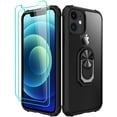 thumbnail image 1 of Amuoc Compatible with iPhone 12 Mini case, [ Military Grade ] with [ Glass Screen Protector] 15ft. Drop Tested Protective Case | Kickstand | 5.8 Inch - Black, 1 of 7