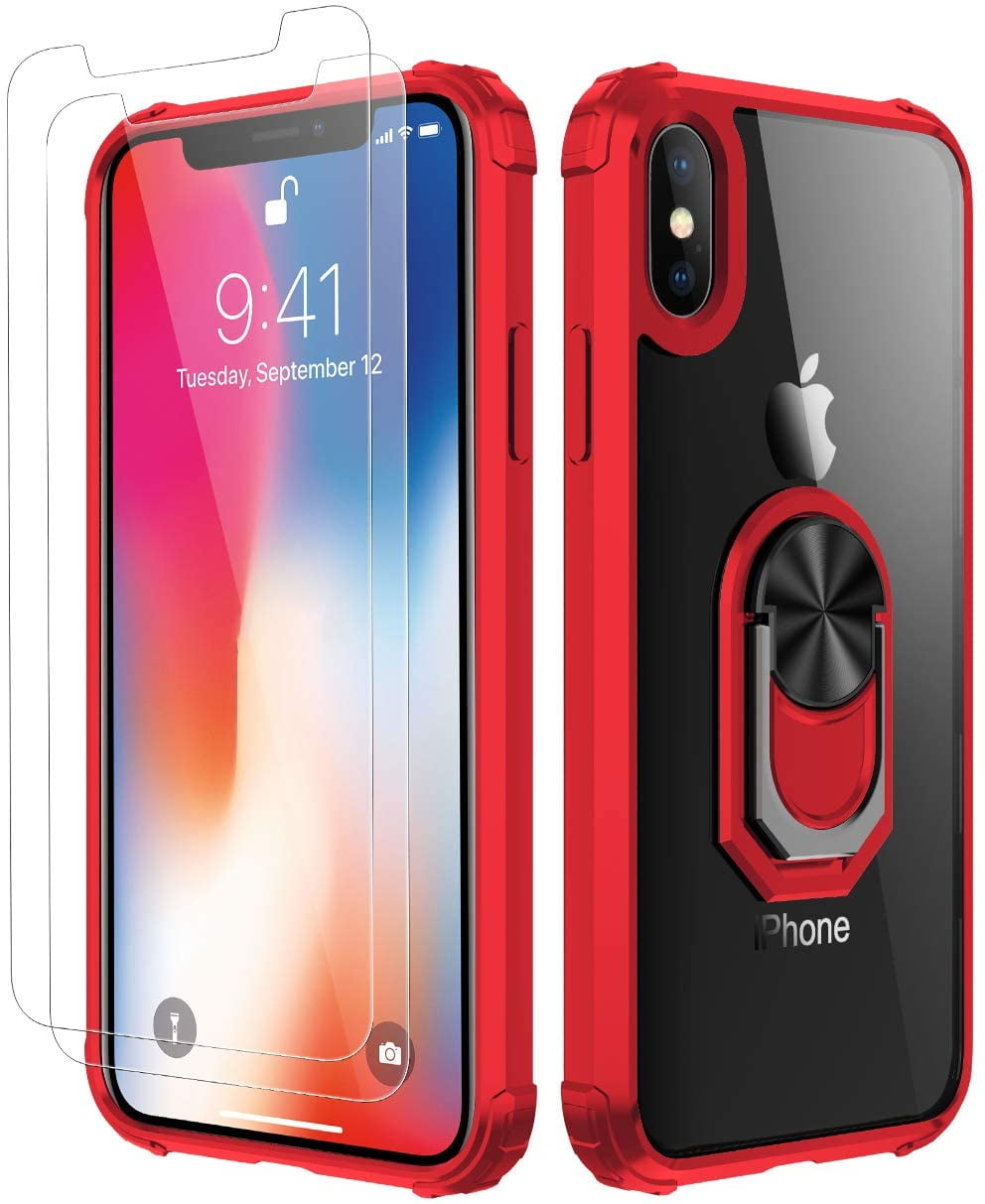Iphone X Case | Iphone Xs Case,[ Military Grade ] With [ Glass Screen  Protector] 15Ft. Drop Tested Protective Case | Kickstand | Compatible With  Apple Iphone X Xs -Black - Walmart.Com