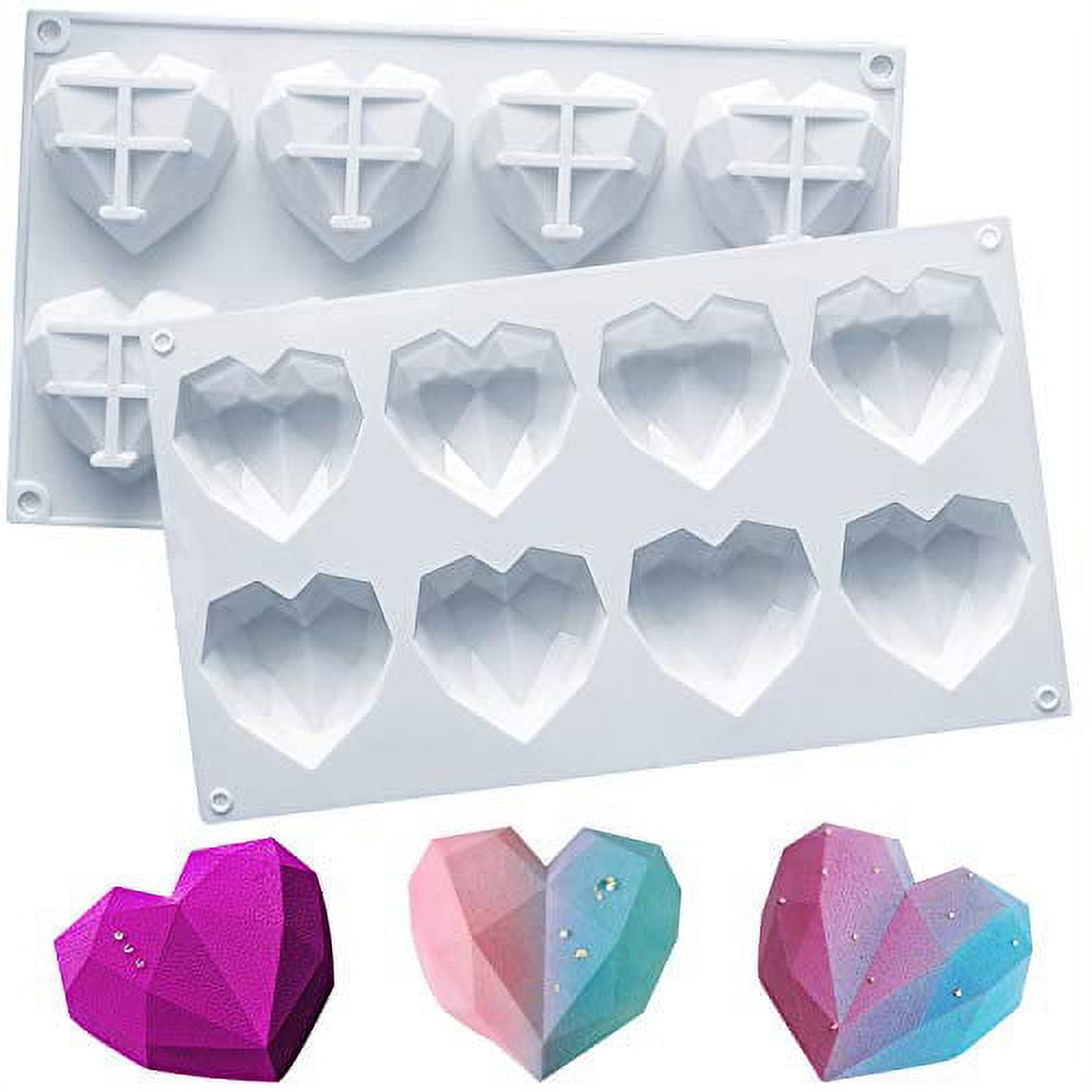 Amurgo 1 Pack Diamond Heart Silicone Mold for Hot Chocolate Bombs, 8  Cavities Non-stick Easy Release 3D Heart Love Shaped Silicone Mold Tray for Hot  Cocoa Bomb, Handmade Chocolate, Mousse Ca 