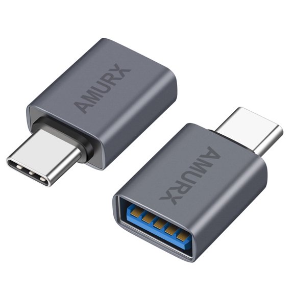 Amurx USB C to USB Adapter, 2 Pack 10Gbps USB 3.2 Gen 2 Fit Side by Side, USB C Male to USB A 3.2 Female Adapter Compatible with iPhone 16 15 Pro Max/iPad/iMac/Mac Pro and Thunderbolt 4/3