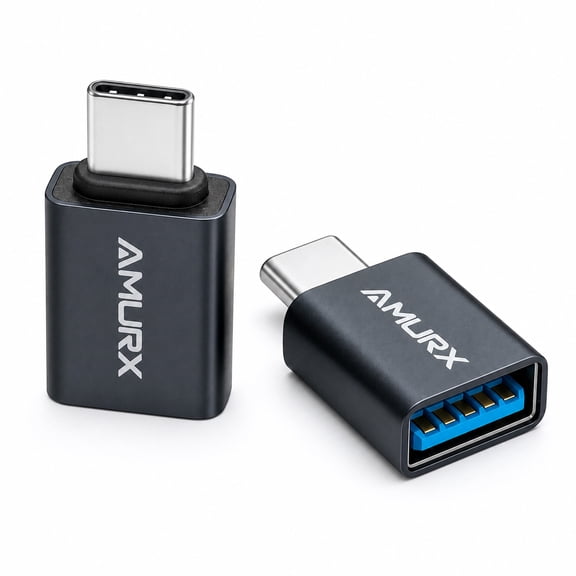 Amurx USB C to USB Adapter, 2 Pack 10Gbps USB 3.2 Gen 2 Fit Side by Side, USB C Male to USB A 3.2 Female Adapter Compatible with iPhone 16 15 Pro Max/iPad/iMac/Mac Pro and Thunderbolt 4/3