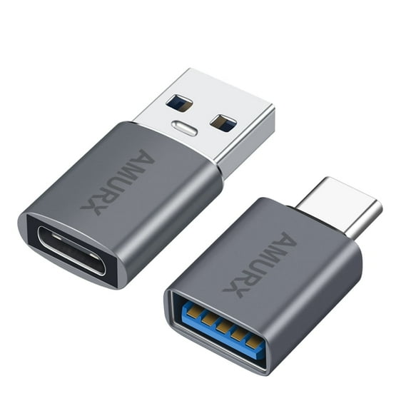 Amurx USB to USB C Adapter, USB C Male to USB 3.2 Female + 10Gbps USB C Female to USB Male Adapter Thunderbolt Compatible with iPhone 16/15 MacBook, iPad, Samsung Galaxy, Apple MagSafe Watch 9/8