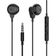 Amurx Wired Earbuds with Mic, in-Ear Earphones Headphones, HiFi Stereo, Powerful Bass & Crystal Clear Audio, Compatible with iPhone, iPad, Android, PC Laptop Most with 3.5mm Jack (Black 518)