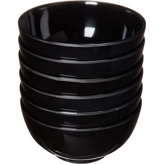 Amuse Home Black Unbreakable Melamine Classic Bowls, 14.4 oz, Pack of 6