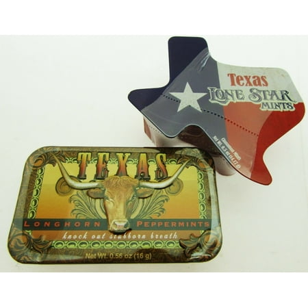 Amuse Mints Sugar Free Peppermints Cinnamon Candy Tins Lone Star Texas Longhorn