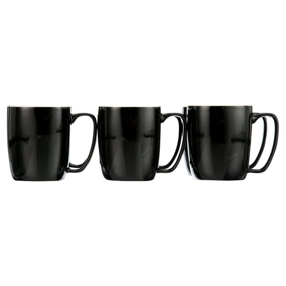 Amuse- Professional Porcelain Bistro Daily Mugs- Set of 6- 14 oz- Classic Black