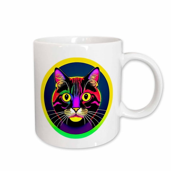 3drose, Amused Cat Face Inside the Dark Geometrical Frame Gifts for Family, Charm, 15oz Mug