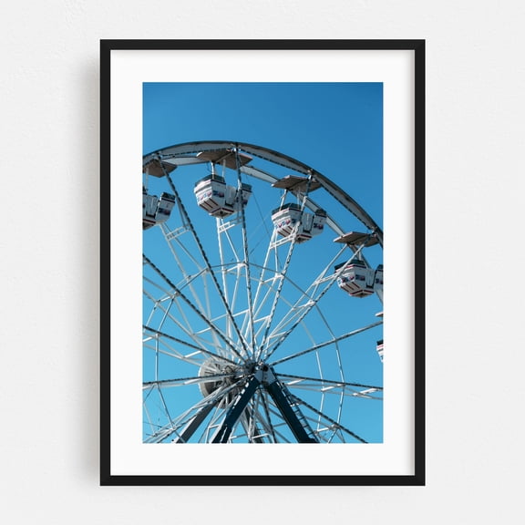 Amusement Only 04 - Old Orchard Beach Maine Photography Ferris Wheel Summer Vintage Travel Poster Architecture Scenic Black Framed Wall Art Print 5 x 7 inches