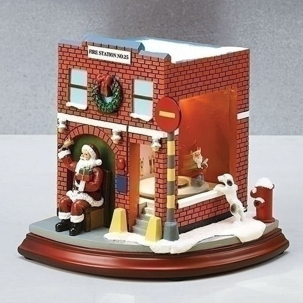 Amusement Animated Fire Station Building Musical LED Light Up Christmas